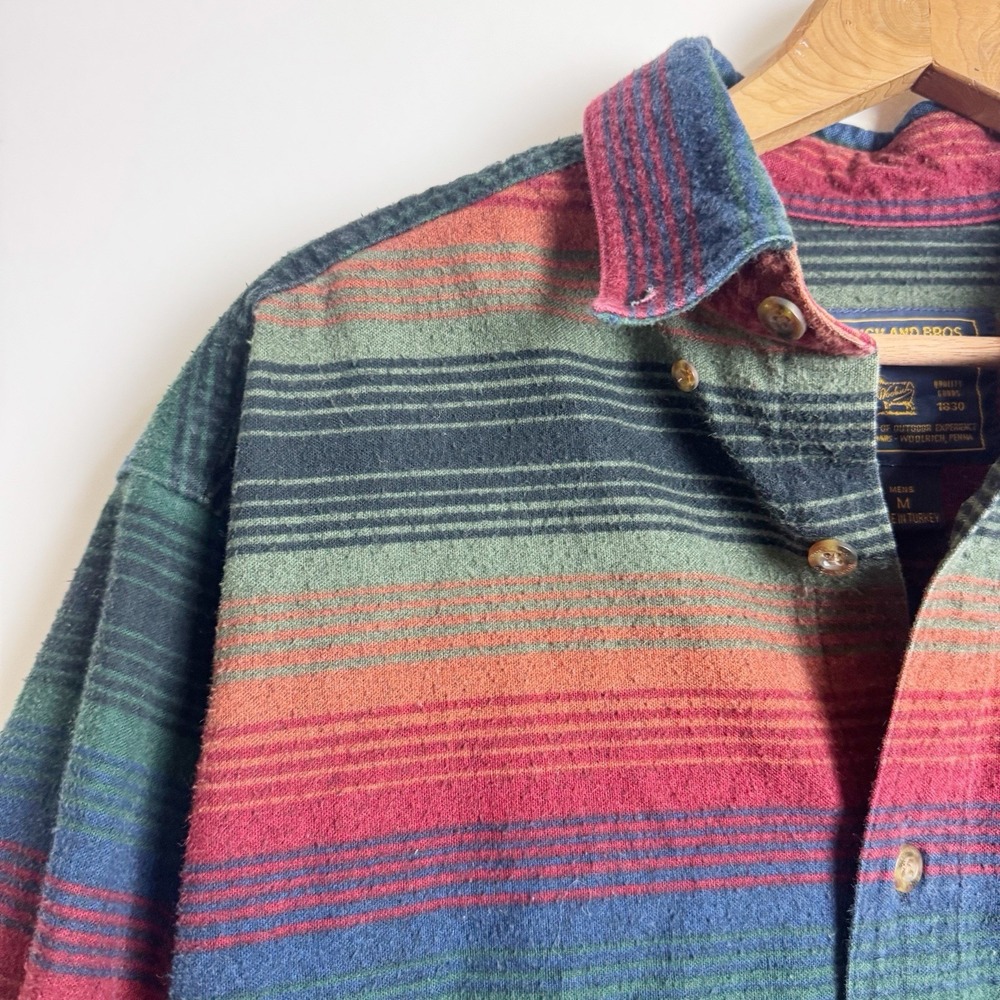 Woolrich Men M Shirt 90s Aztec M Print Southwestern Rainbow Flannel Button Down - Picture 4 of 6